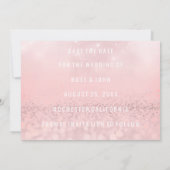 Sparen de Datum Roze Blush Roos Glitter Microfone Save The Date (Achterkant)