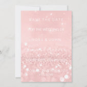 Sparen de Datum Roze Blush Roos Glitter Microfone Save The Date (Achterkant)