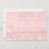 Sparen de Datum Roze Blush Roos Glitter Microfone Save The Date (Achterkant)