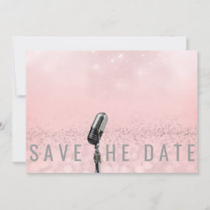 Sparen de Datum Roze Blush Roos Glitter Microfone Save The Date