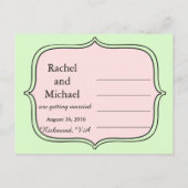 Sparen de datum Roze en Blauwe Stripes Aankondigingskaart (Achterkant)