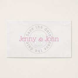 Sparen de datum roze en witte knoopnaaigkaart visitekaartje