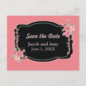 Sparen de Datum Roze Floral Aankondiging Post (Voorkant)