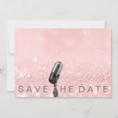 Sparen de Datum Roze Glitter Microfone van de Drij Save The Date (Voorkant)