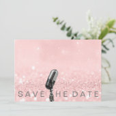 Sparen de Datum Roze Glitter Microfone van de Drij Save The Date (Staand voorkant)
