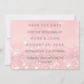 Sparen de Datum Roze Glitter Microfone van de Drij Save The Date (Achterkant)