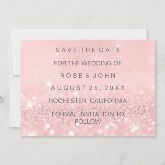 Sparen de Datum Roze Glitter Microfone van de Drij Save The Date (Achterkant)