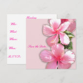 "Sparen de Datum" Roze Hibiscus Uitnodiging (Voorkant / Achterkant)