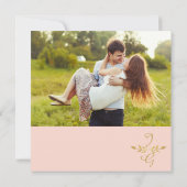 Sparen de Datum, Roze n Gold Laurel Leaf Typografi Save The Date (Achterkant)