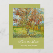 Sparen de Datum, Roze Peach Boom in Blossom Remi.. Aankondigingskaart (Voorkant / Achterkant)