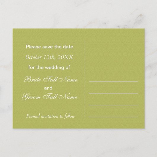 Sparen de Datum, Roze Peach Boom in Blossom Remi.. Aankondigingskaart (Achterkant)