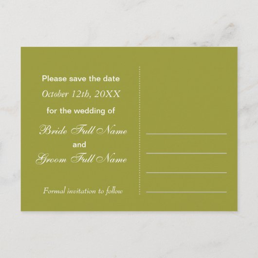 Sparen de Datum, Roze Peach Boom in Blossom Remi.. Aankondigingskaart (Achterkant)