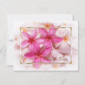 Sparen de Datum Roze Plumeria Save The Date (Voorkant)