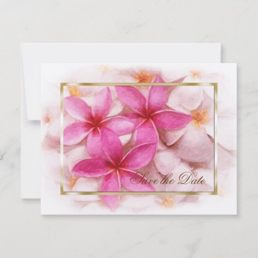 Sparen de Datum Roze Plumeria Save The Date (Voorkant)