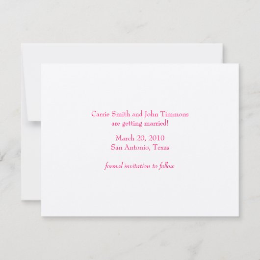 Sparen de Datum Roze Plumeria Save The Date (Achterkant)