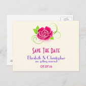 Sparen de Datum roze Roze Illustratie Aankondigingskaart (Voorkant / Achterkant)