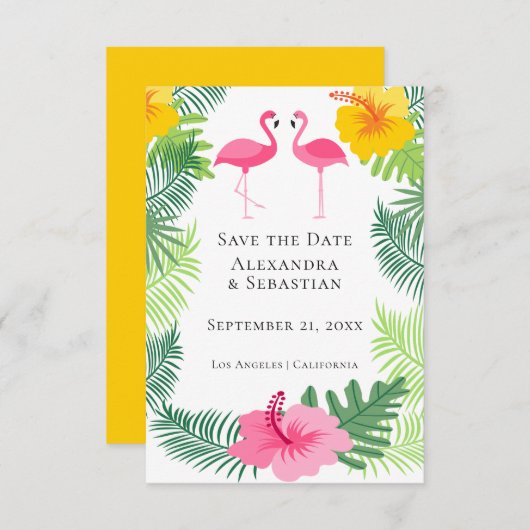 Sparen de Datum Roze Tropische Weddenschap Flaming Save The Date (Voorkant / Achterkant)