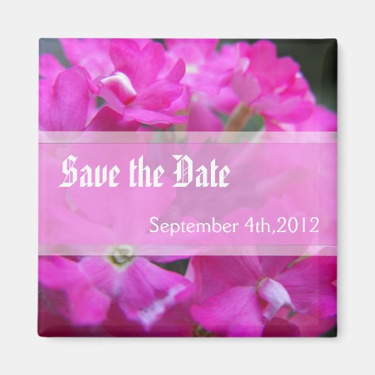Sparen de datum, roze tuinbloemen magneet (Voorkant)