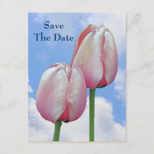 Sparen de Datum roze Tulps Blue Sky Briefkaart