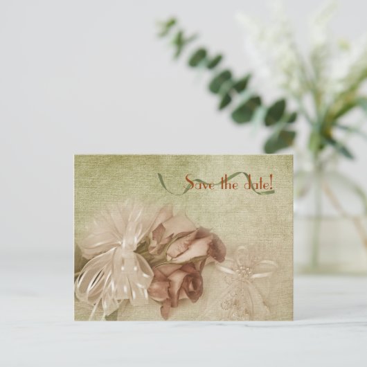 Sparen de Datum rozenbiet Aankondigingskaart (Staand voorkant)