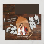 Sparen de Datum Rustic Aankondiging van de Foto (Voorkant / Achterkant)