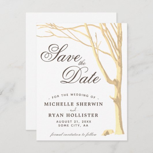 Sparen de Datum Rustic Boom Manuscript Eenvoudige Save The Date (Voorkant / Achterkant)