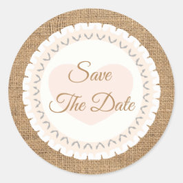 Sparen de Datum Rustic Burlap Wedding Sticker