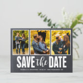 Sparen de Datum Rustic Chalkboard 3 Foto Collage Save The Date (Staand voorkant)