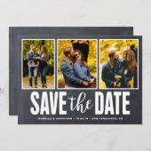 Sparen de Datum Rustic Chalkboard 3 Foto Collage Save The Date (Voorkant / Achterkant)