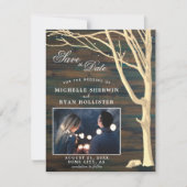 Sparen de Datum Rustic Donkerhout Fotokaart Save The Date (Voorkant)