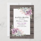 Sparen de Datum Rustic Garden Succulent Floral Save The Date (Voorkant)