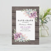Sparen de Datum Rustic Garden Succulent Floral Save The Date (Staand voorkant)