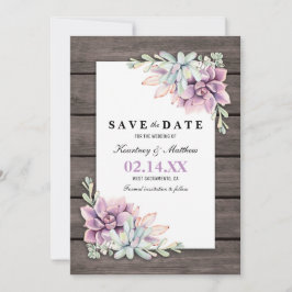 Sparen de Datum Rustic Garden Succulent Floral Save The Date