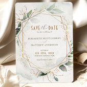 Sparen de Datum Rustic Groene & Gouden Wedding Kaart