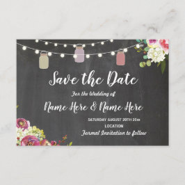 Sparen de Datum Rustic Jar Lichte Chalk Floral nod Save The Date