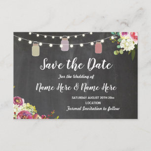 Sparen de Datum Rustic Jar Lichte Chalk Floral nod Save The Date