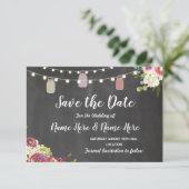 Sparen de Datum Rustic Jar Lichte Chalk Floral nod Save The Date (Staand voorkant)