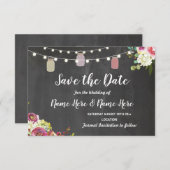 Sparen de Datum Rustic Jar Lichte Chalk Floral nod Save The Date (Voorkant / Achterkant)