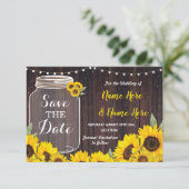 Sparen de Datum Rustic Jar Sunflower Save The Date (Staand voorkant)