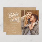 Sparen de Datum Rustic Kraft HandFoto van het Manu Aankondigingskaart (Voorkant / Achterkant)