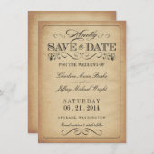 Sparen de Datum -  Rustic Parchment Save The Date (Voorkant / Achterkant)
