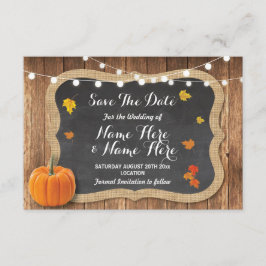 Sparen de Datum Rustic pomkin Licht Chalk Wood Save The Date