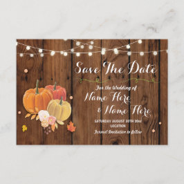Sparen de Datum Rustic Pumpkin Licht Wood Weddensc Save The Date