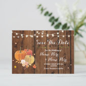 Sparen de Datum Rustic Pumpkin Licht Wood Weddensc Save The Date (Staand voorkant)
