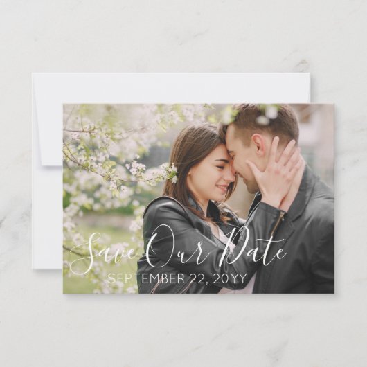 Sparen de Datum Rustic Southern Cotton Weduwfoto Kaart (Voorkant)