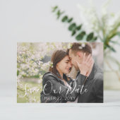 Sparen de Datum Rustic Southern Cotton Weduwfoto Kaart (Staand voorkant)