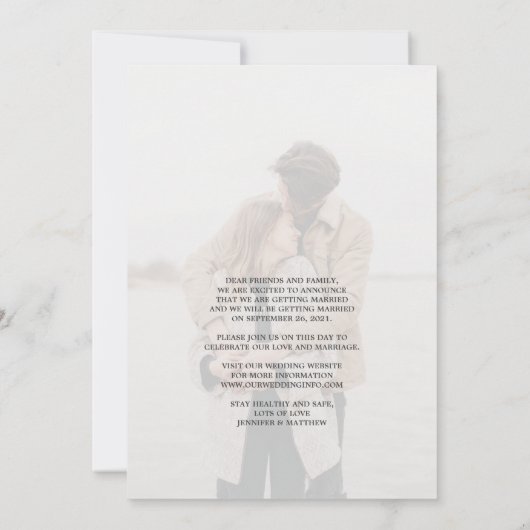 Sparen de Datum Rustic Wedding Foto Aankondiging (Achterkant)