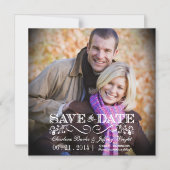 Sparen de Datum Rustic Wedding Square Magnetic Fot Magnetische Uitnodiging (Voorkant)