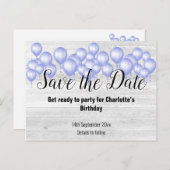 Sparen de Datum Rustic Whitewash Ballon van het ho Aankondigingskaart (Voorkant / Achterkant)