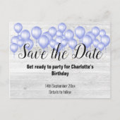 Sparen de Datum Rustic Whitewash Ballon van het ho Aankondigingskaart (Voorkant)